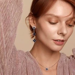 Blue Sandstone Chain Earring -Lola Rose Jewellery Shop 60117 2 1